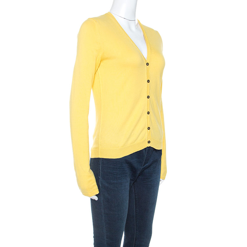 

Burberry Brit Yellow Knit Button Front Cardigan