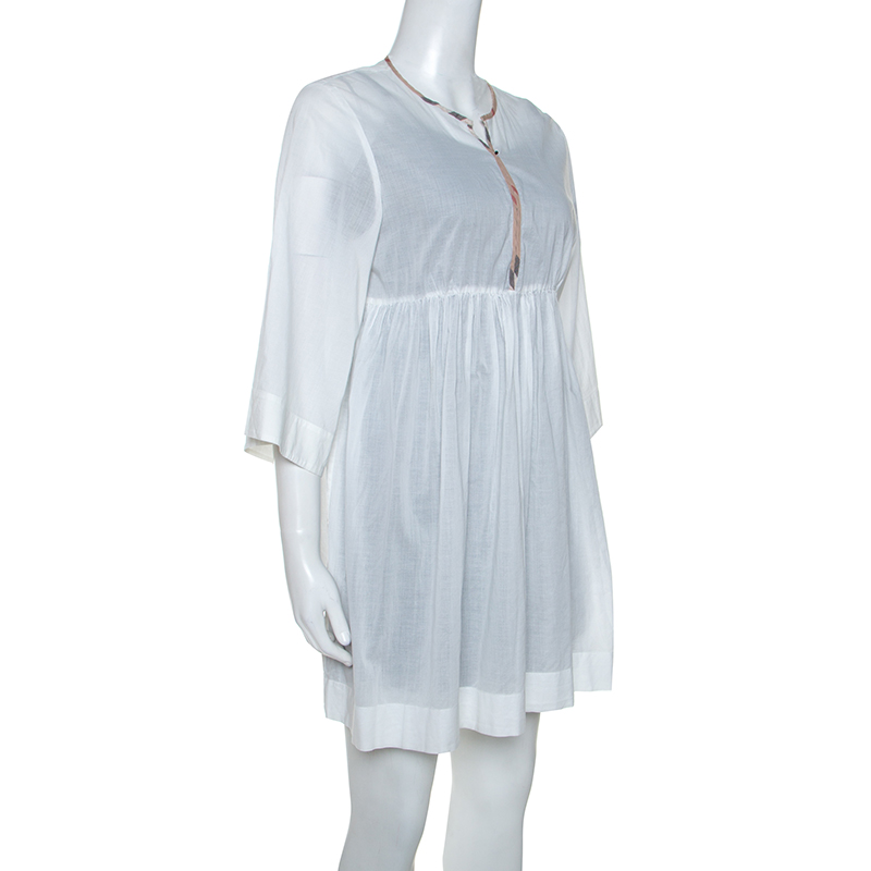 

Burberry White Cotton Elasticized Waist Tunic Dress