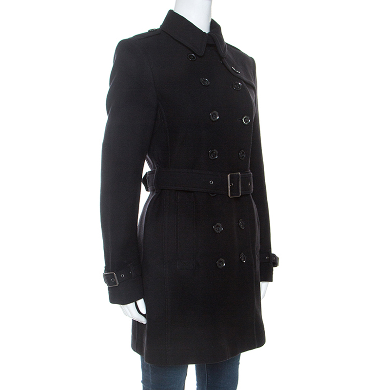 

Burberry Black Wool Double Breasted Trench Coat
