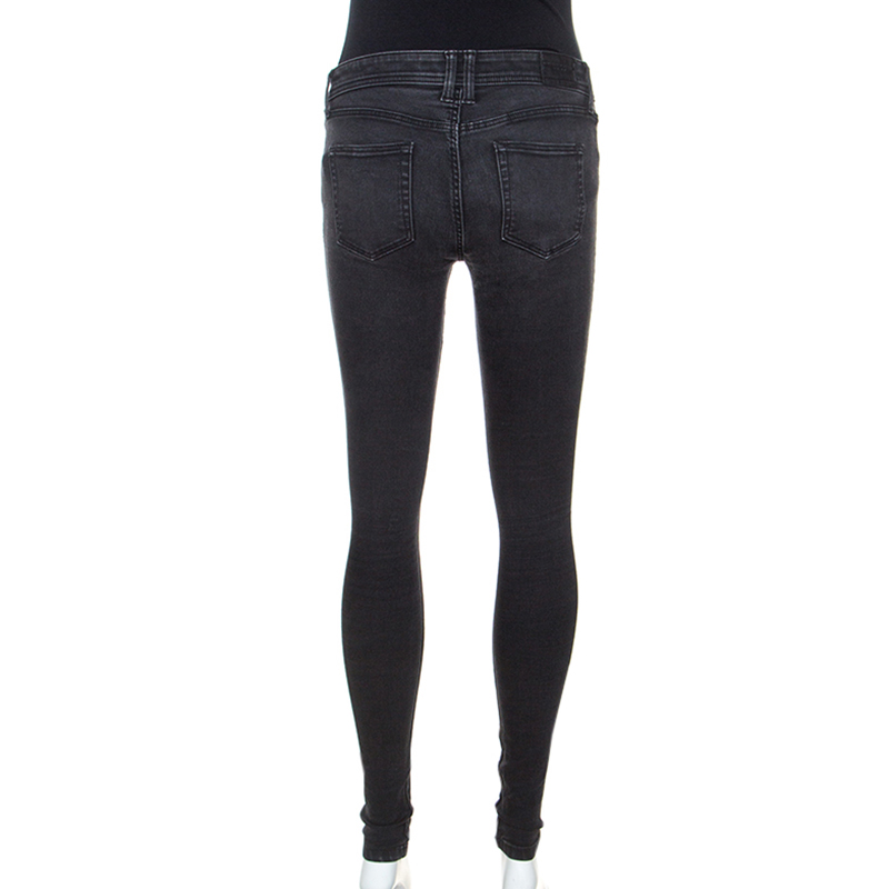 Pre-owned Burberry Dark Grey Denim Skinny Low Rise Jeans M
