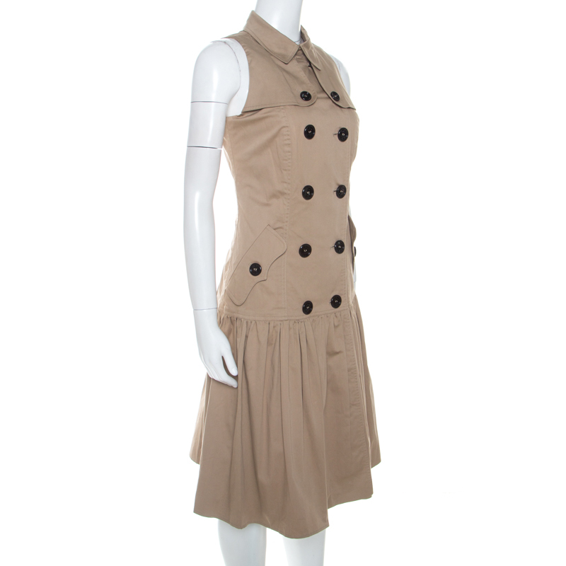 

Burberry Beige Gabardine Double Breasted Short Dress