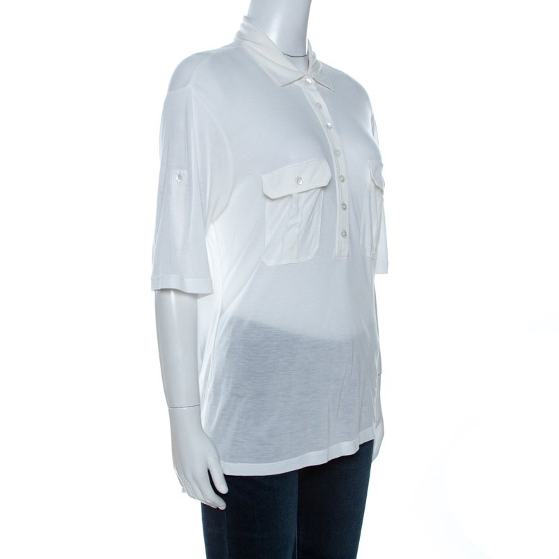 

Burberry Brit White Modal Collared Top