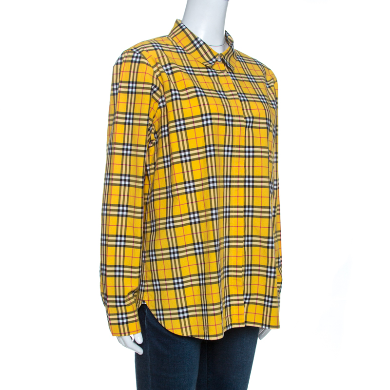

Burberry Yellow Nova Check Cotton Long Sleeve Shirt