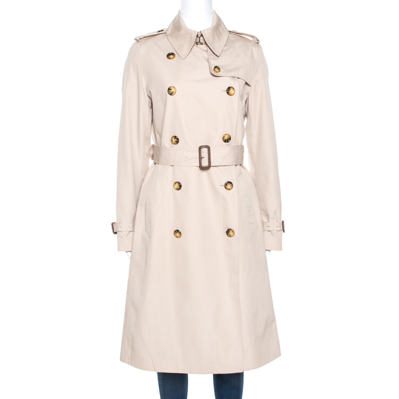 Pre Owned Burberry Beige Cotton Double Breasted Trench Coat M