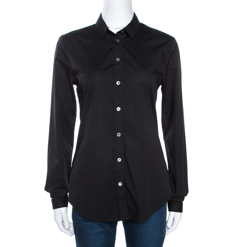 Pre-owned Burberry Brit Black Stretch Cotton Long Sleeve Shirt S