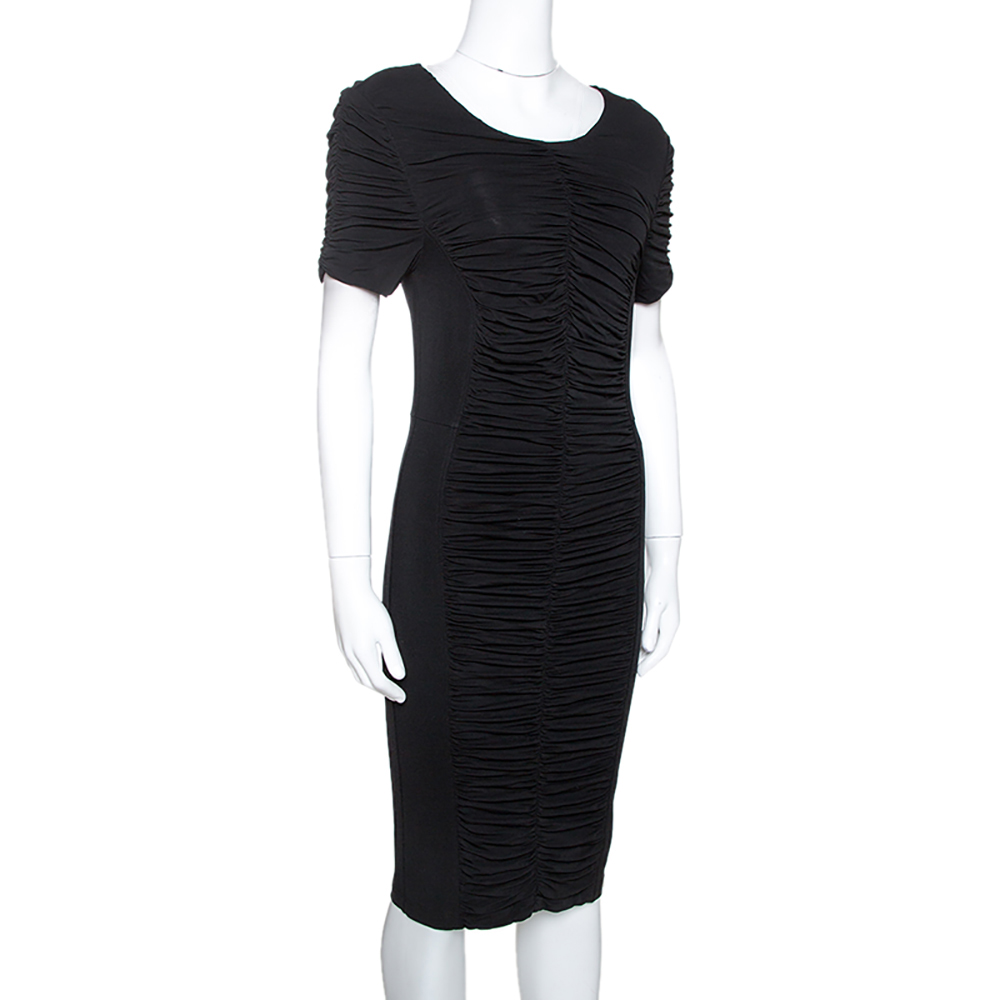 

Burberry Black Stretch Knit Ruched Bodycon Dress