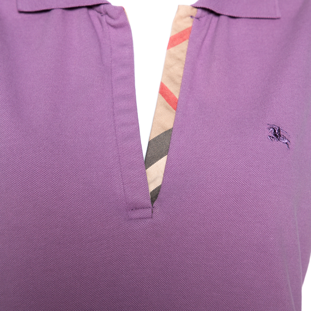 Purple Cotton Sleeveless Polo T-Shirt 