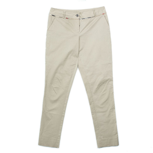 Pre Owned Burberry Cotton Trousers S