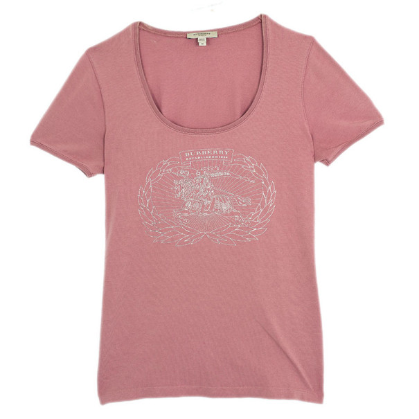 Burberry Pink Cotton Logo T Shirt M