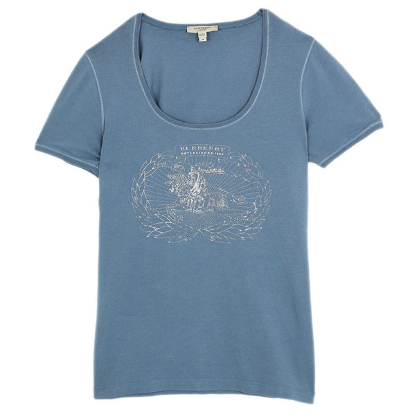 مملوكة مسبقًا Burberry Blue Cotton Logo T-shirt M