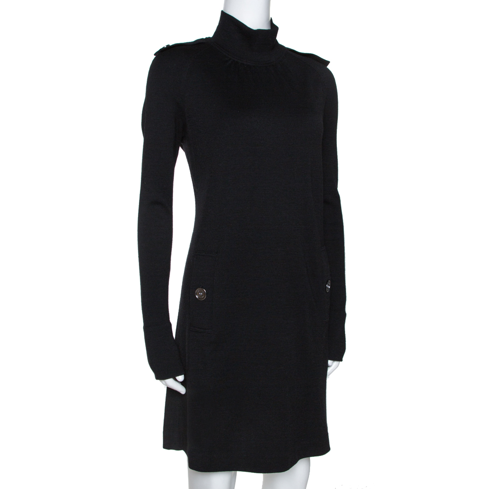 

Burberry Black Wool Turtleneck Long Sleeve Dress