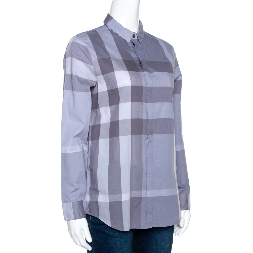 

Burberry Pale Grey Exploded Check Cotton Long Sleeve Shirt