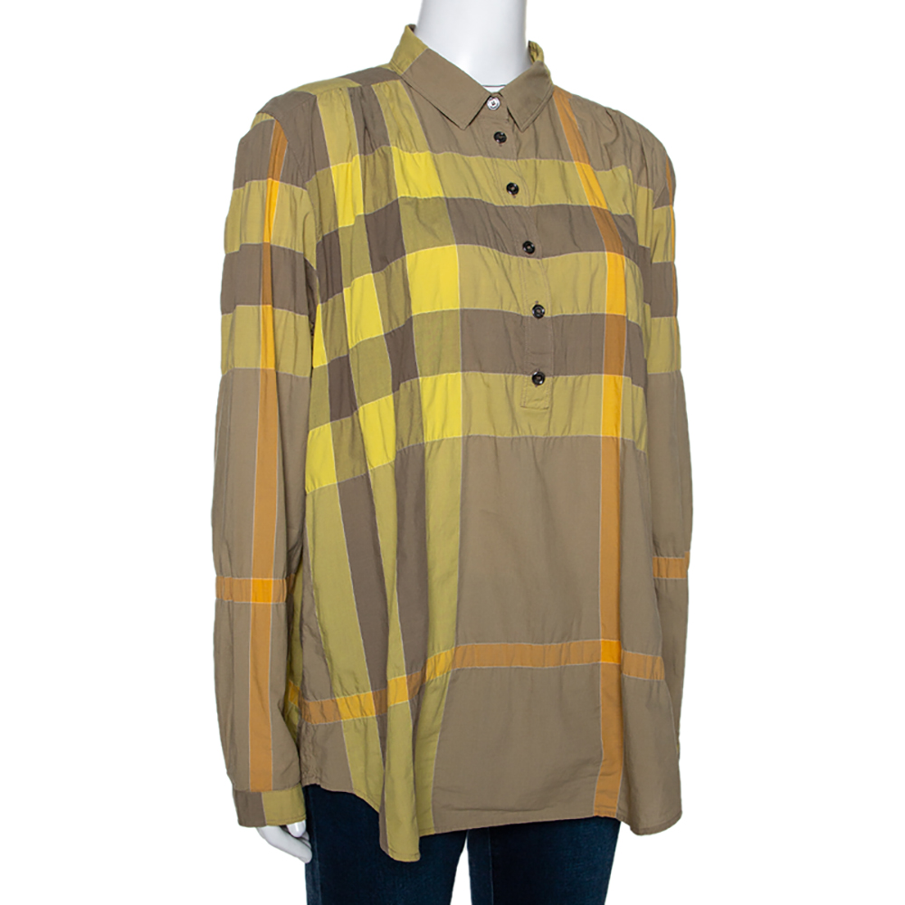 

Burberry Brit Yellow Exploded Check Cotton Half Placket Shirt