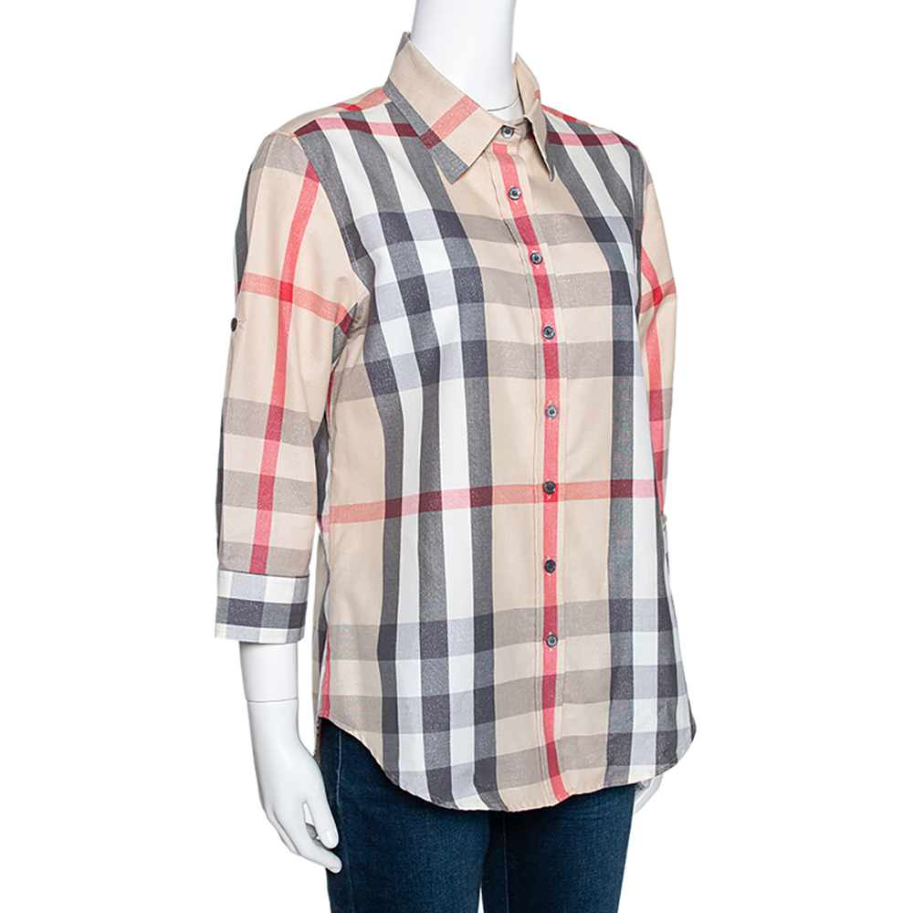 

Burberry Beige House Check Lurex & Cotton Blend Shirt