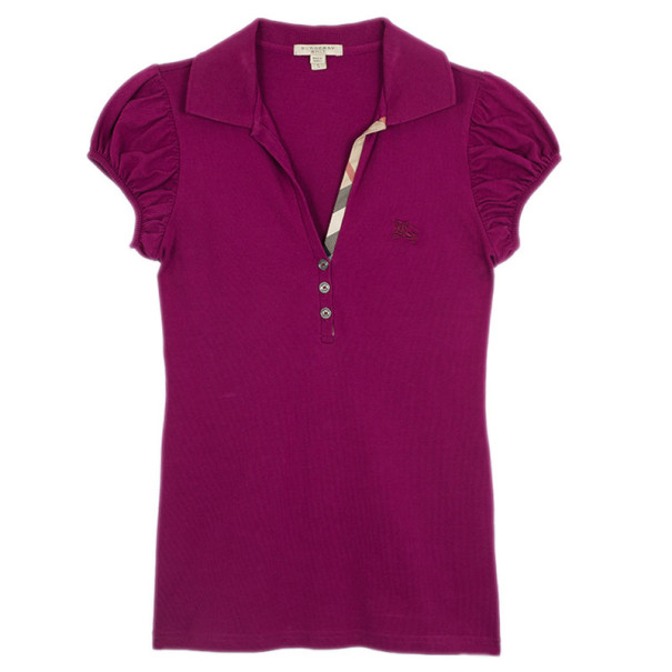 Pre Owned Burberry Pink Check Placket Polo Shirt S