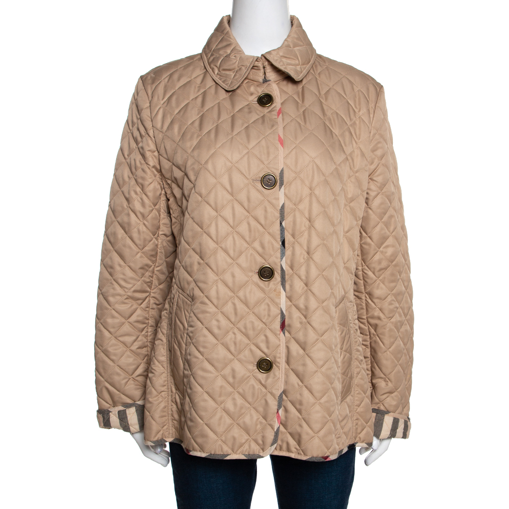 Burberry Brit Beige Synthetic Diamond Quilted Jacket XL Burberry | The ...