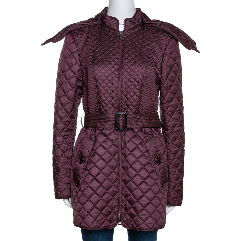 burberry quilted jacket burgundy