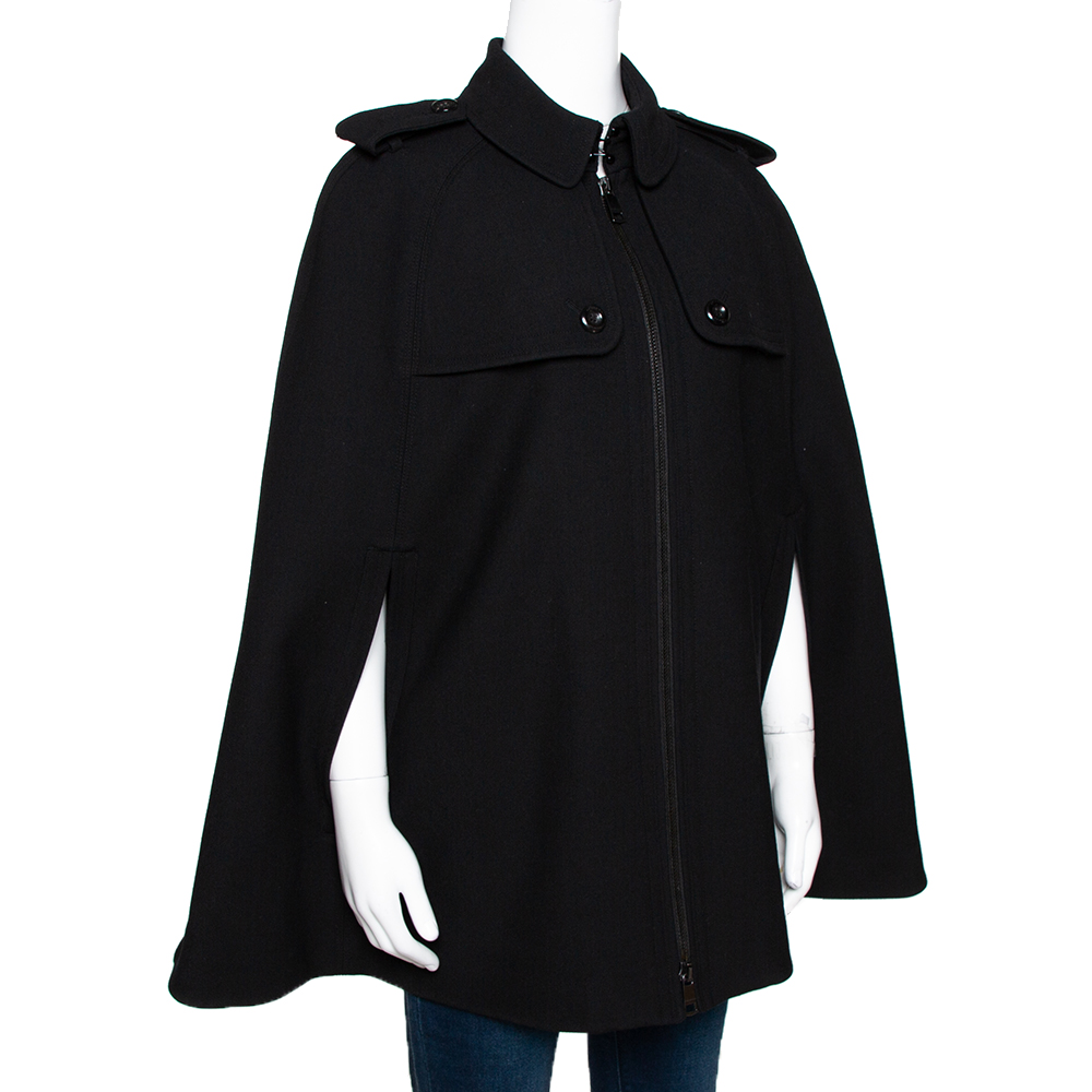 

Burberry Black Wool Blend Cape Coat