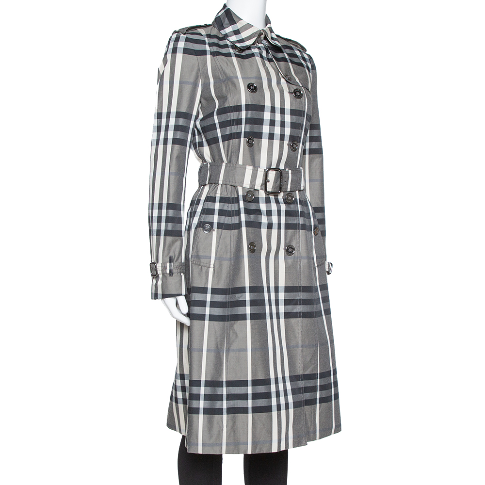 

Burberry Black Nova Check Belted Trench Coat