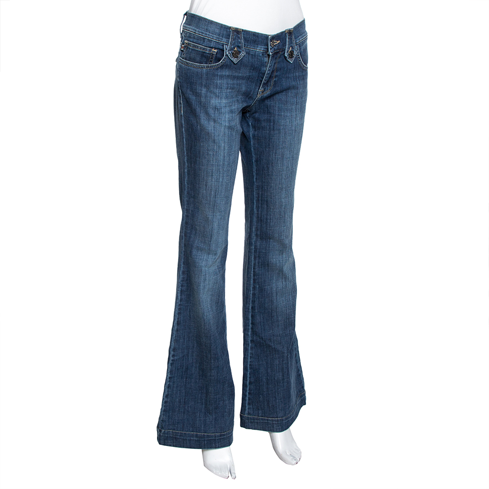 

Burberry Blue Medium Washed Denim Flared Leg Jeans