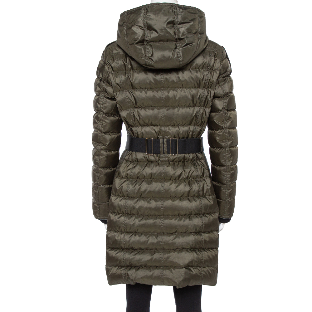 Burberry Olive Green Down Puffer Belted Abbeydale Coat M Burberry | TLC