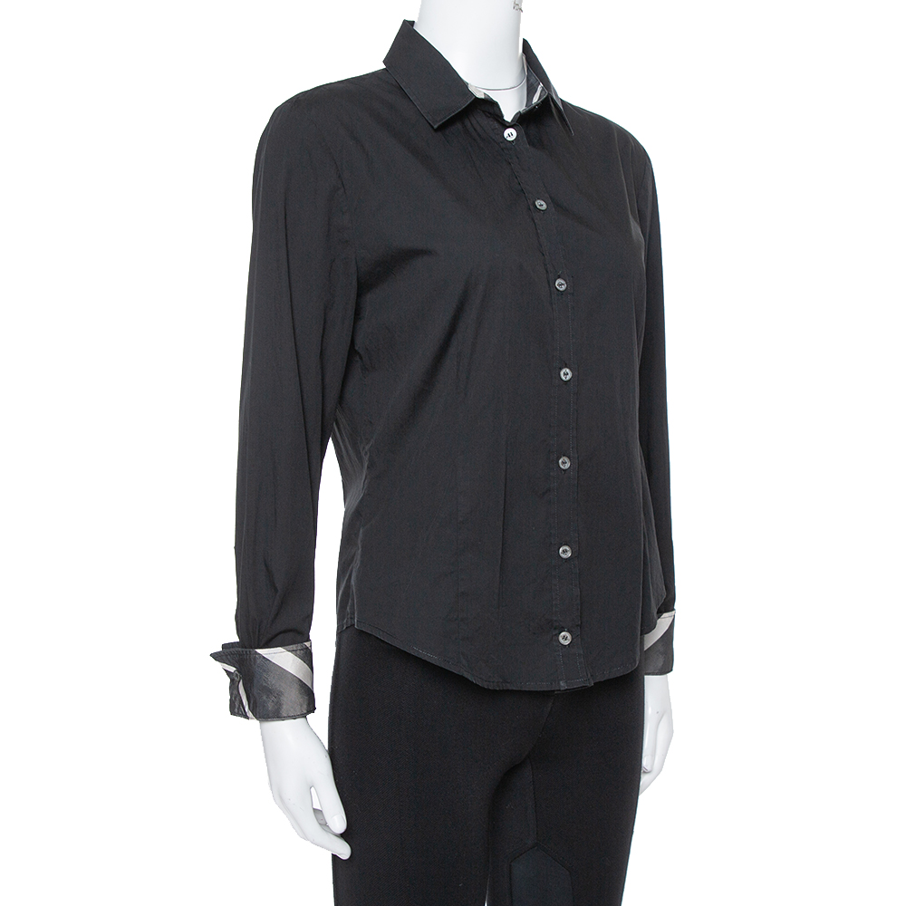 

Burberry Black Stretch Cotton Long Sleeve Shirt