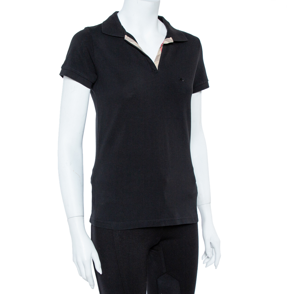 

Burberry Brit Black Cotton Stretch Pique Polo T-Shirt