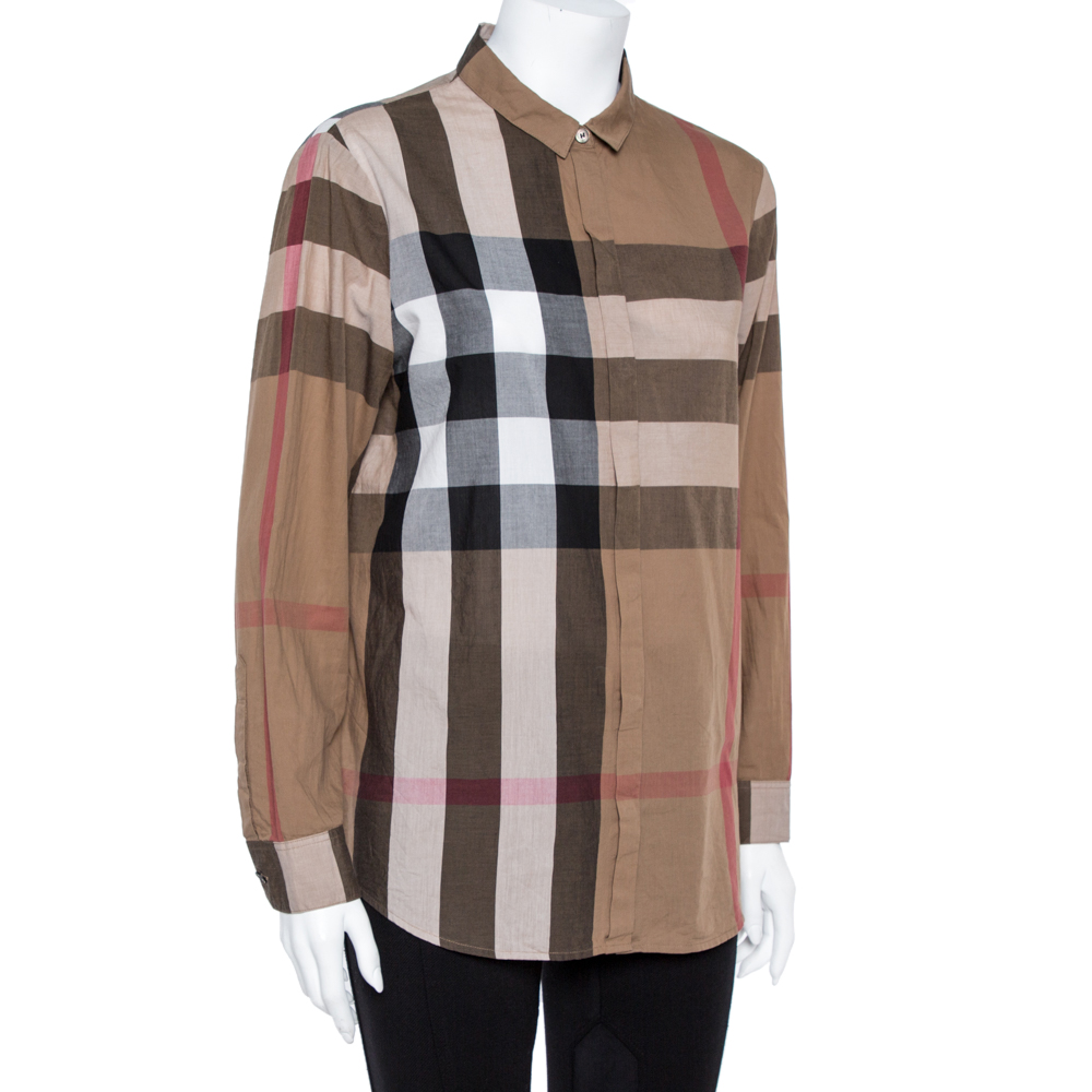 

Burberry Brown Exploded Check Cotton Long Sleeve Shirt