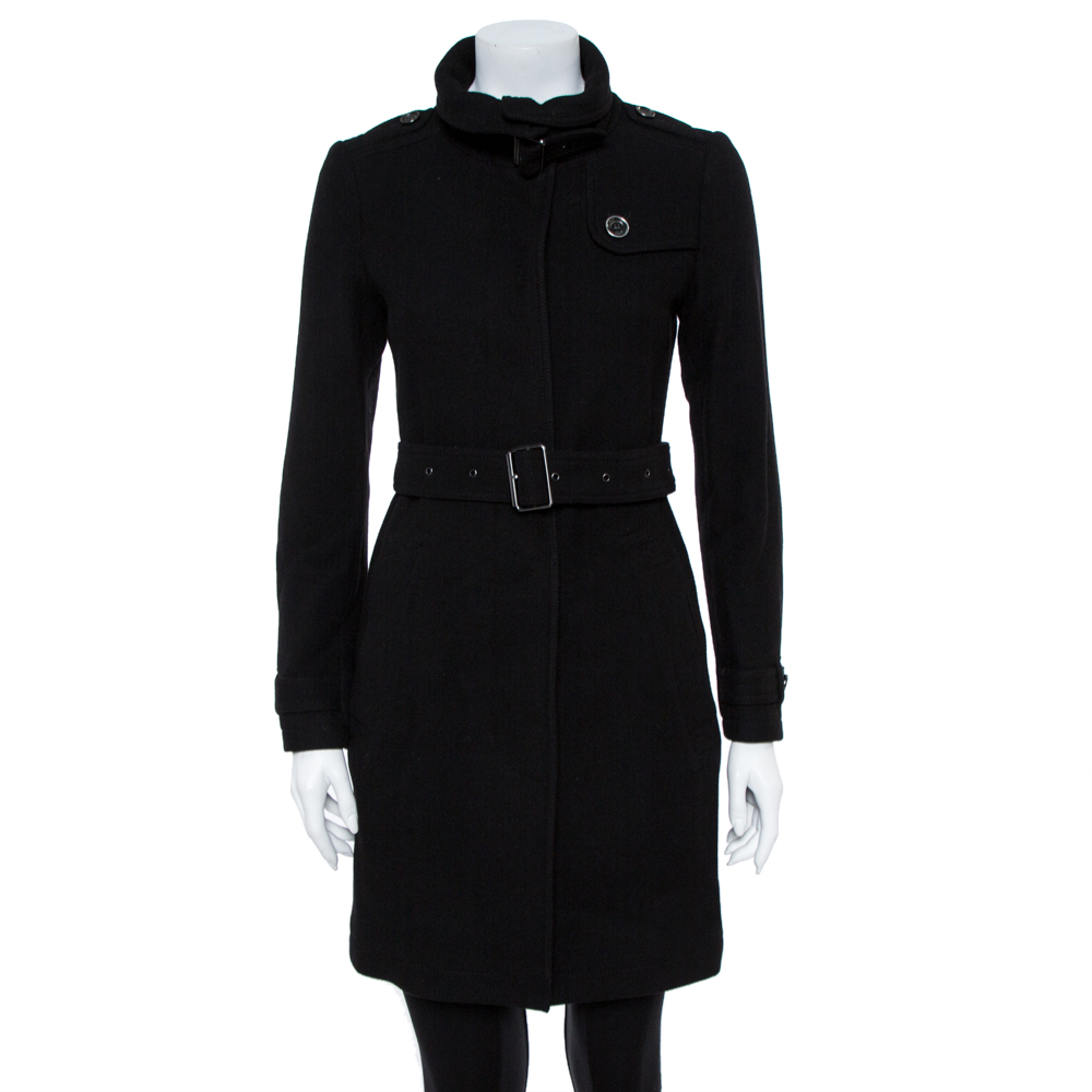Pre Owned Burberry Brit Black Wool Coat S