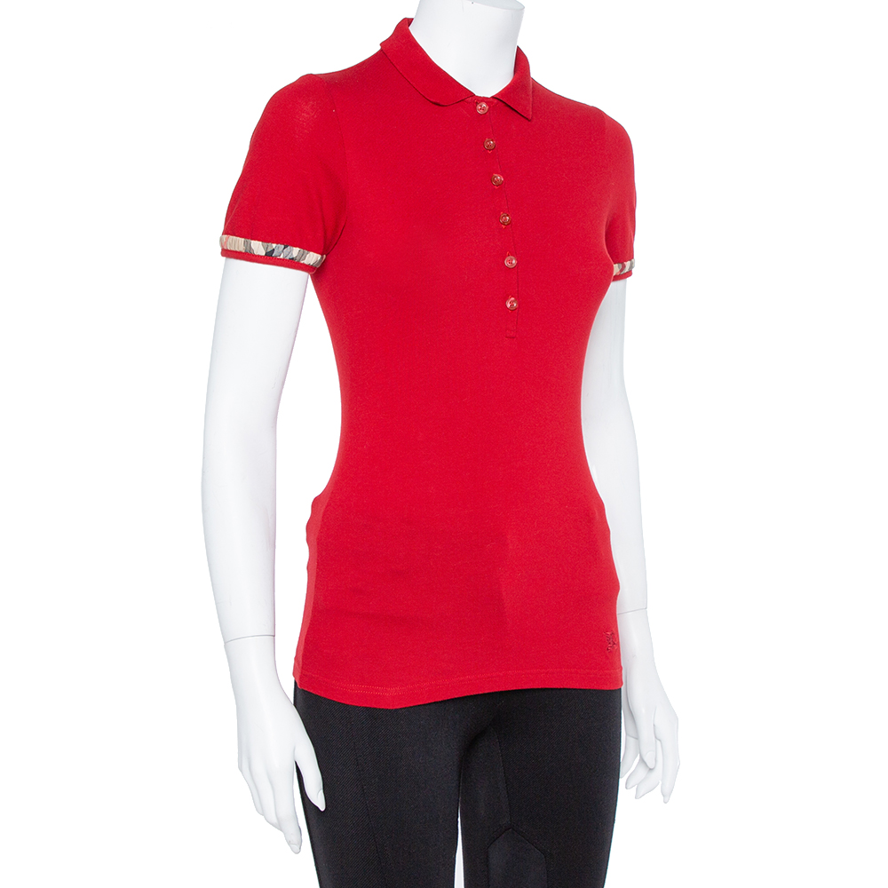 

Burberry Brit Red Cotton Pique Polo T-Shirt