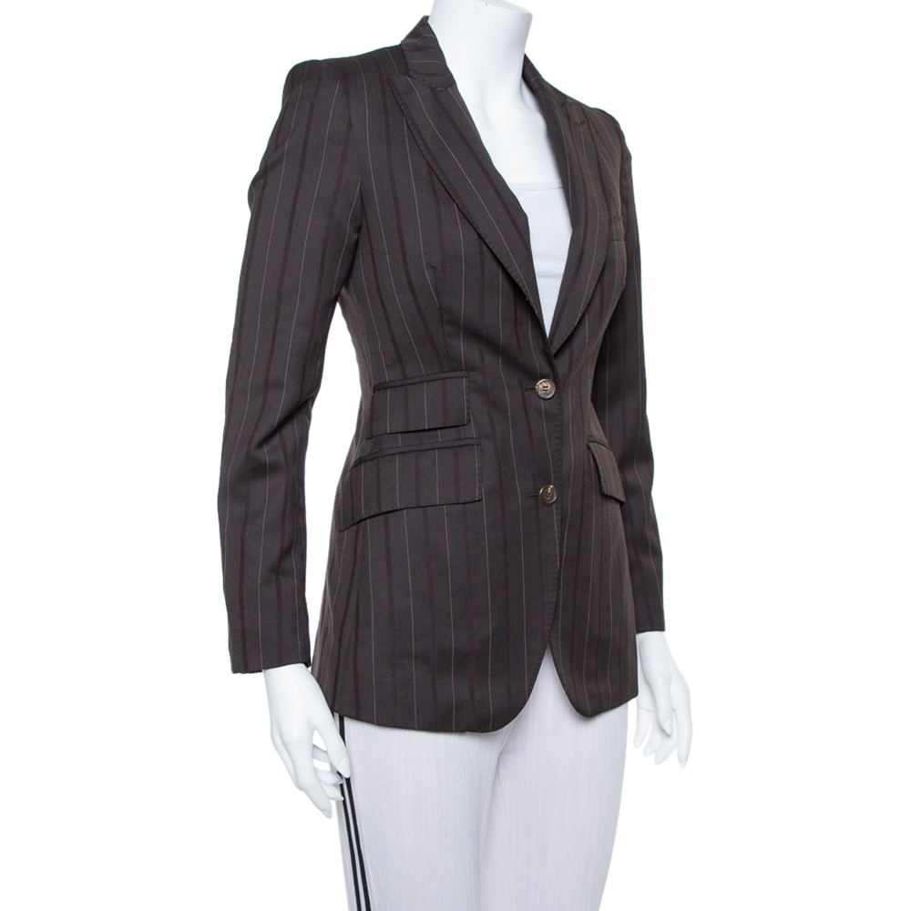 

Burberry Vintage Brown Pinstriped Wool Classic Blazer