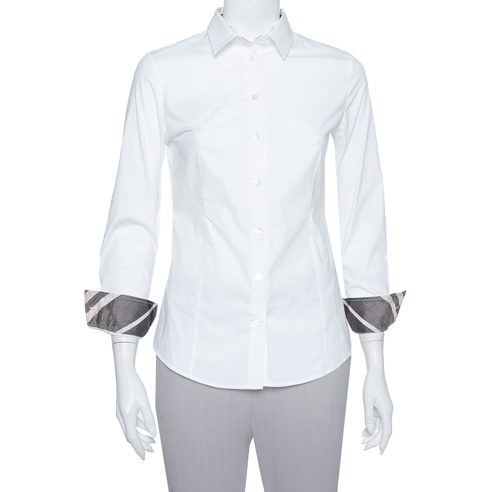 

Burberry White Stretch Cotton Button Front Shirt