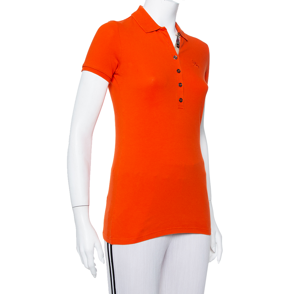 

Burberry Orange Cotton Pique Polo T-Shirt