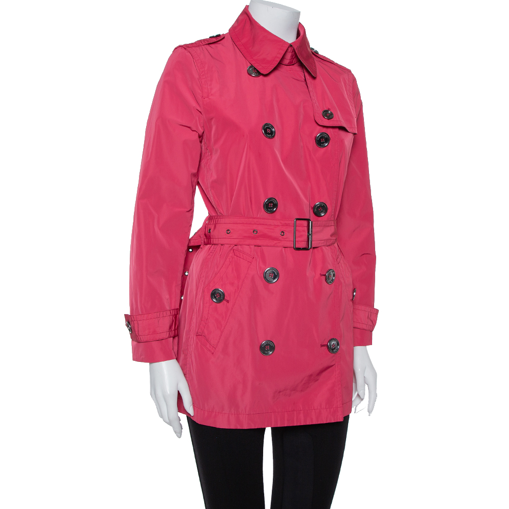 

Burberry Brit Ruby Pink Synthetic Mid Length Belted Coat