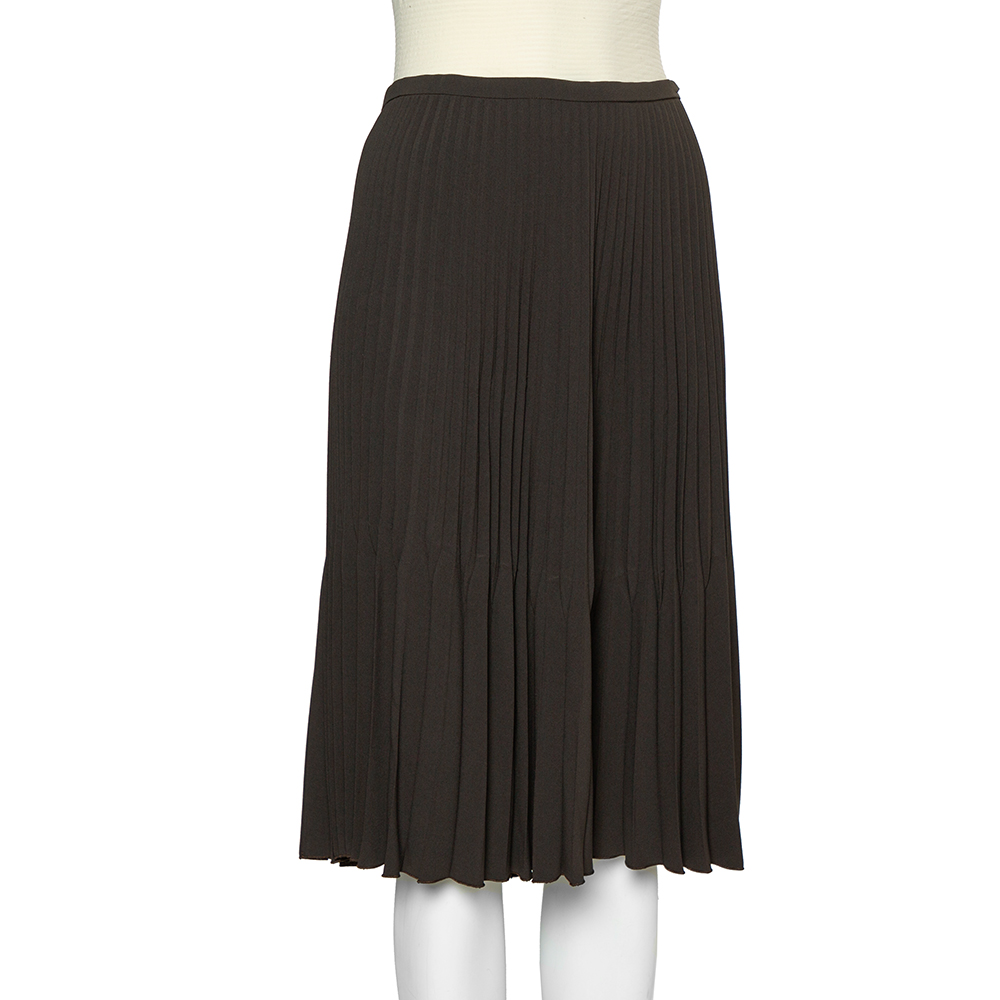 

Burberry Dark Green Crepe Pleated Short Skirt