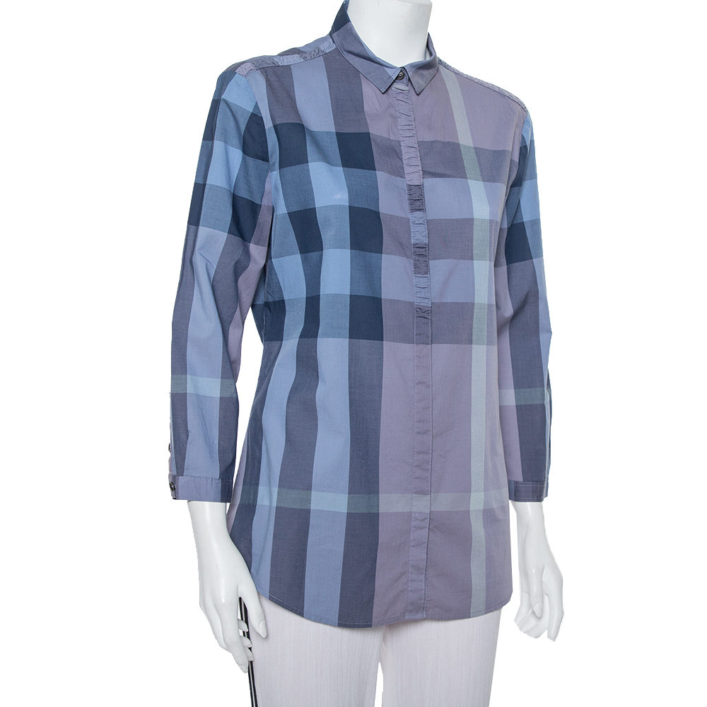 

Burberry Brit Blue Plaided Cotton Button Front Shirt