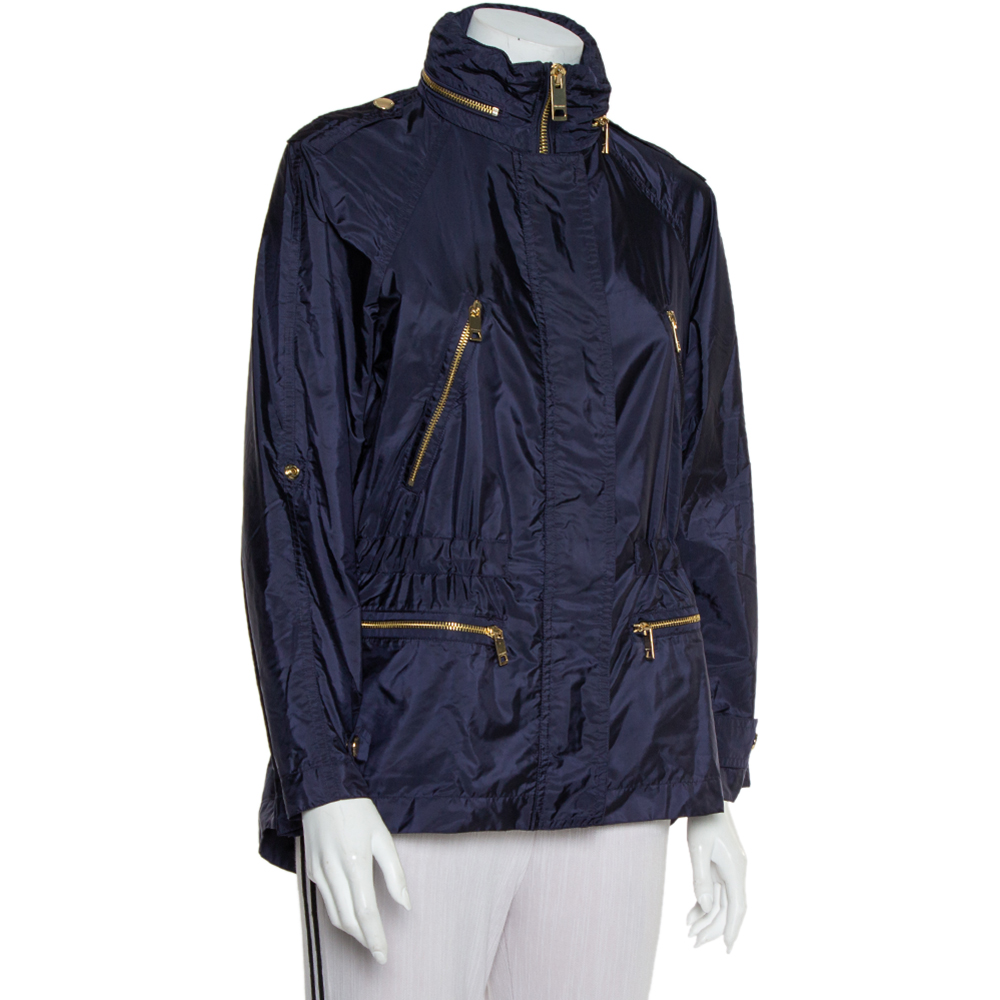 

Burberry Brit Navy Blue Synthetic Hooded Tanbridge Parka Jacket