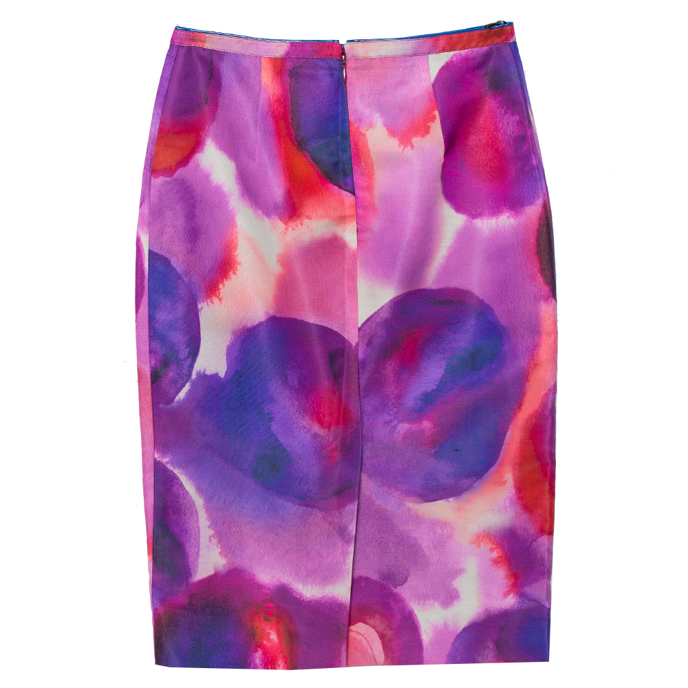 

Burberry Prorsum Multicolor Silk & Cotton Pencil Skirt