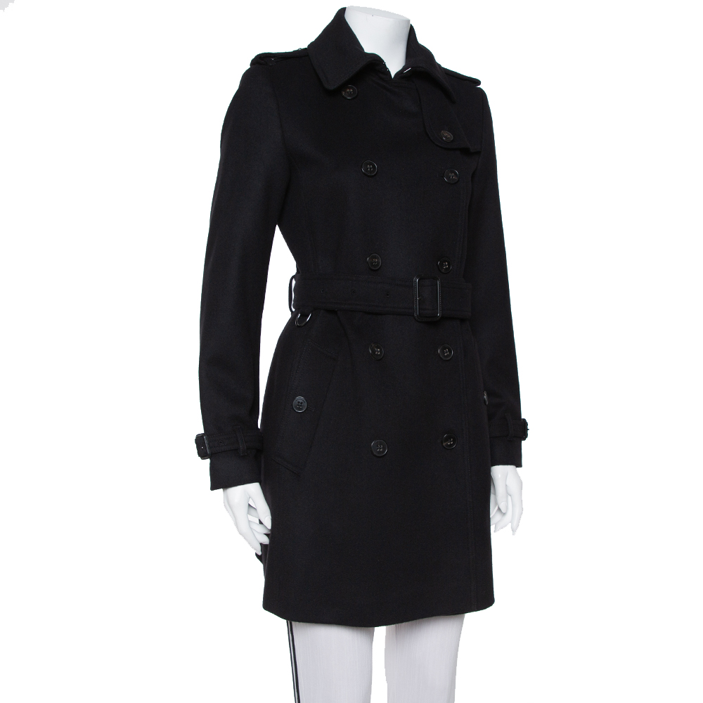 

Burberry Black Wool & Cashmere Belted Double Breasted Coat