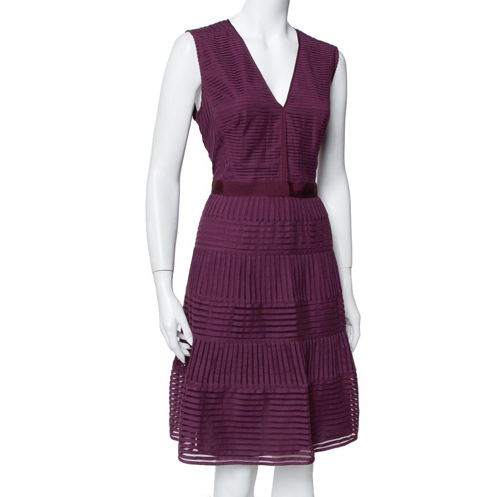 

Burberry Purple Cotton Sleeveless Midi Dress