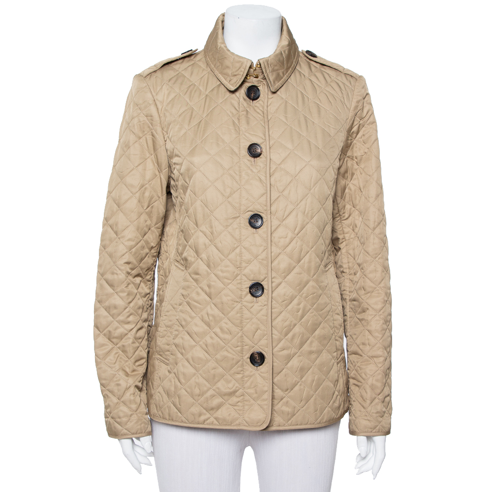 Pre-owned Burberry Brit Beige Cotton Quilted Ashurst Jacket L