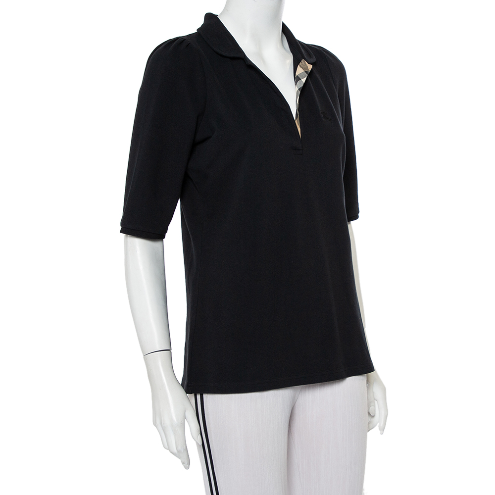 

Burberry Brit Black Cotton Knit Polo T-Shirt