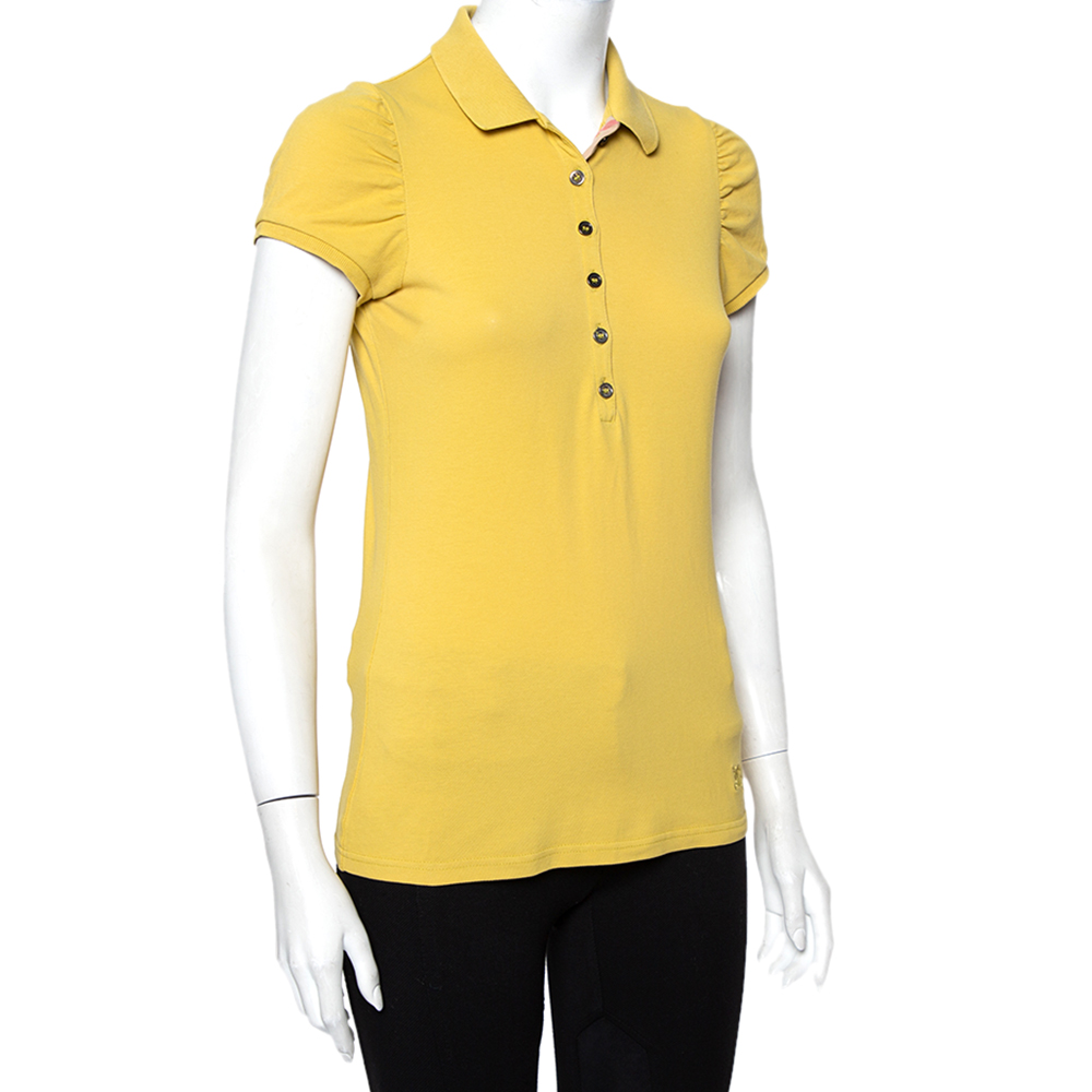 

Burberry Brit Yellow Novacheck Trim Polo T-Shirt