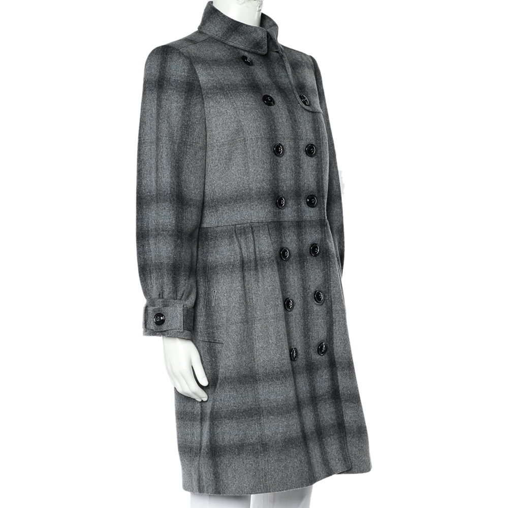 

Burberry Grey Wool & Cashmere Double Breasted Button Front Coat