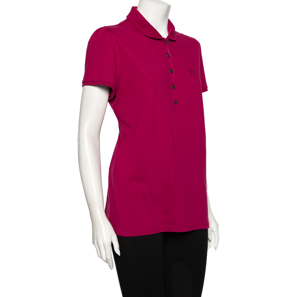 

Burberry Brit Magenta Cotton Pique Polo T-Shirt, Pink