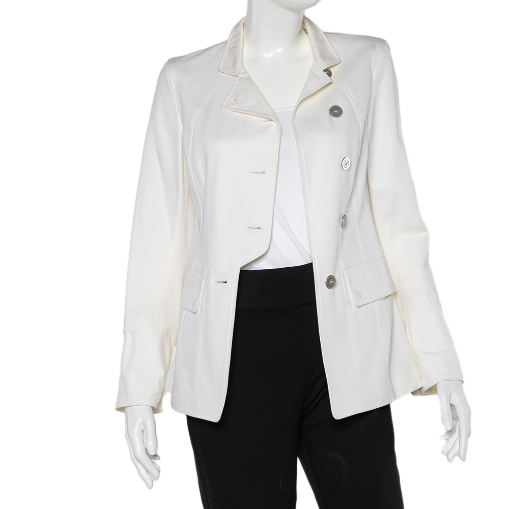 

Burberry Off-White Cotton Button Front Jacket