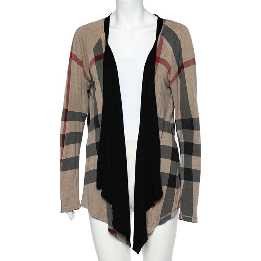 

Burberry Black Modal Reversible Open Front Cardigan