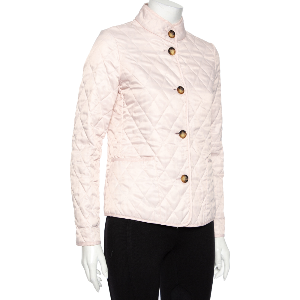 

Burberry Pink Cotton Quilted Button Front Jacket