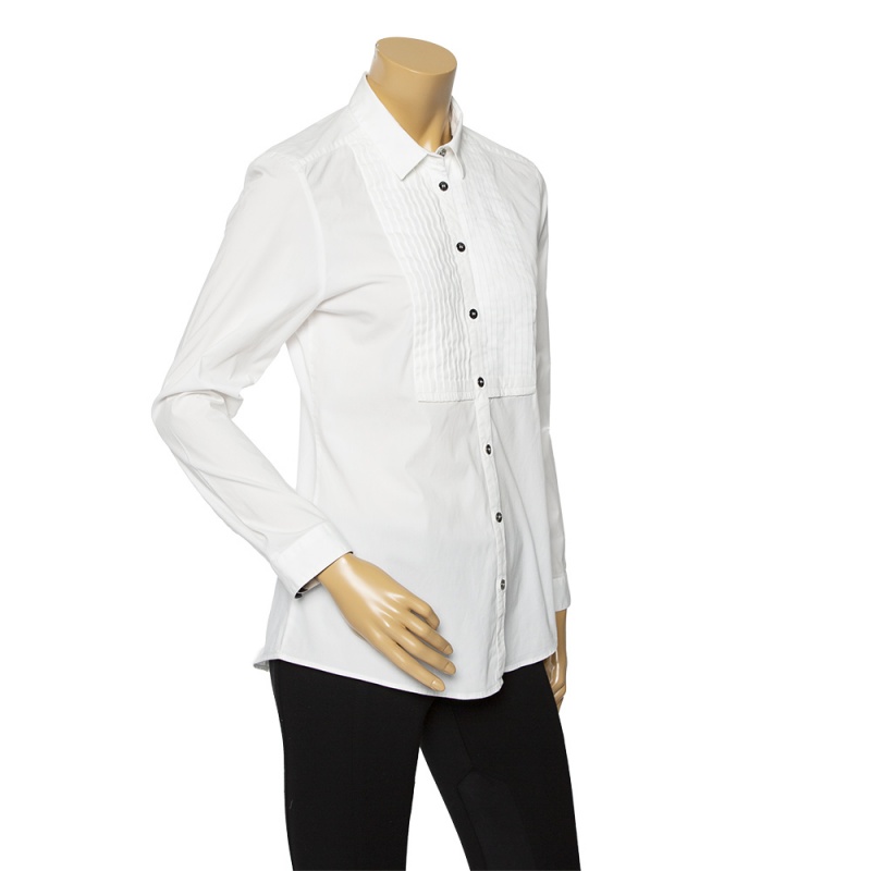 

Burberry White Cotton Pintuck Detail Shirt