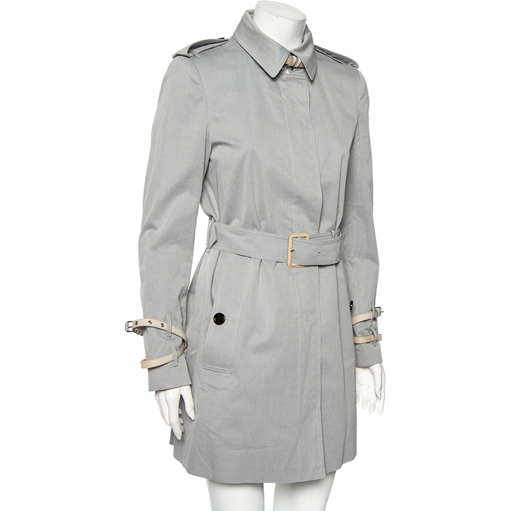 

Burberry Grey Cotton Rochester Belted Trench Coat